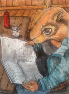 squirrel- newspaper
